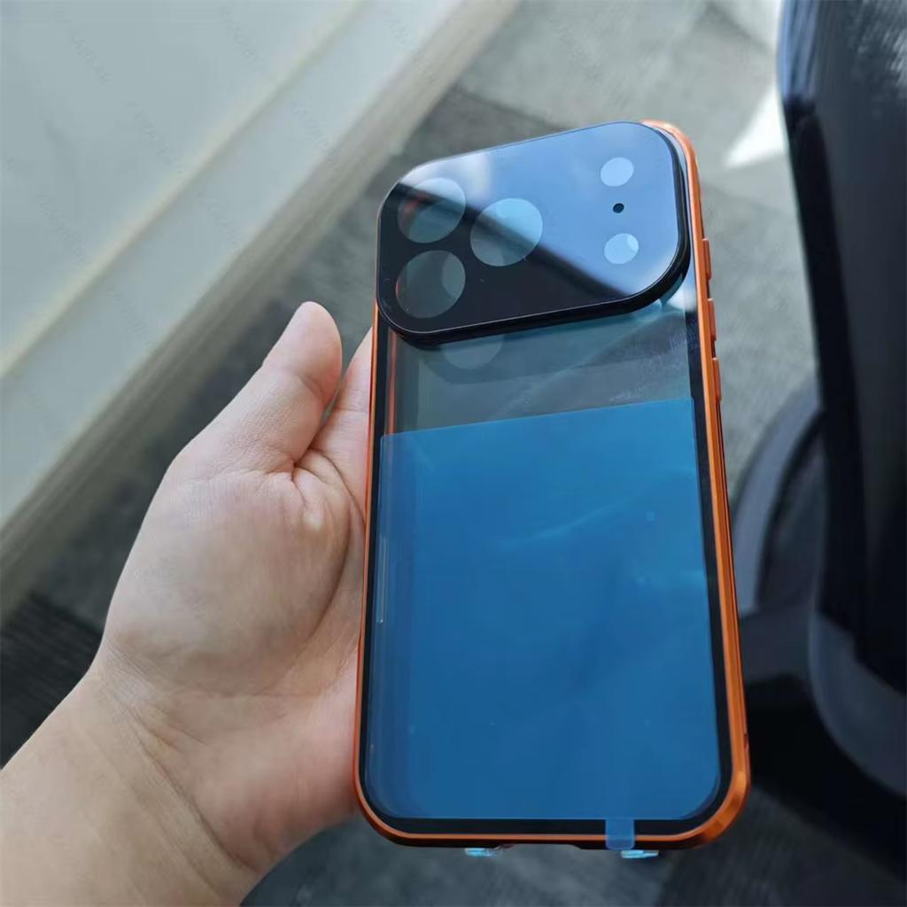 Double Sided HD Glass Metal Frame Case For iPhone16e 17 15 14 13 12 11Pro Max Shockproof Lock Catch Cover Camera Lens Protection