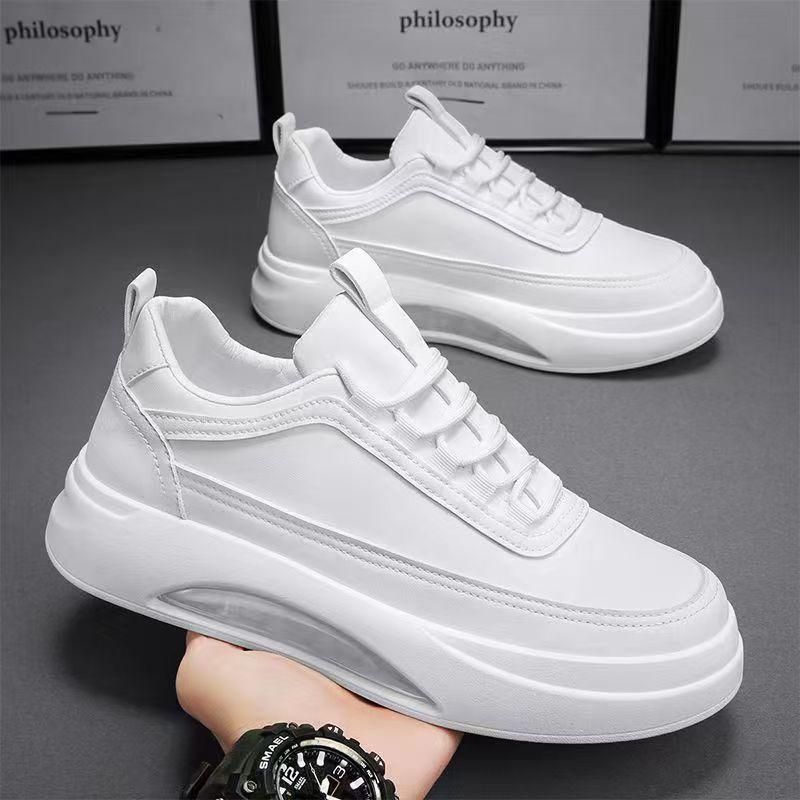 Men's Lightweight White Sneakers - Autumn Casual, Trendy & Breathable with Non-slip Thick Soles