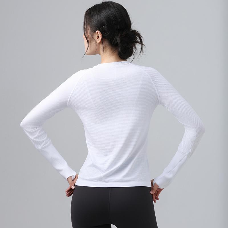 

Топ для йоги 2025 Slimming High Elastic - Прямое плечо, Длинный рукав, Идеально подходит для осенне-зимнего бега и спорта XL белый