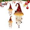 Indoor Christmas Craft Supplies Light?Up Santa Hat Hanging Chandelier DIY Kit, Warm LED String Lights Ceiling Pendant with Star Tassel, Outdoor