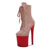 Shoes Women's Patent Leather Short Boots - 20cm Ultra High Heel with Platform, for Pole Dance, Runway, Nightclub - 26 Color Choose