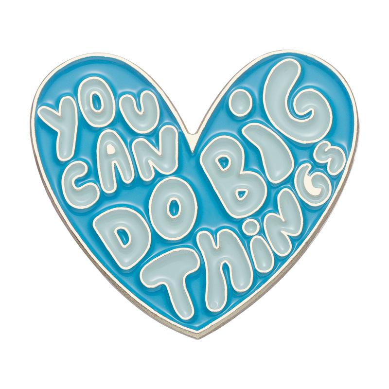Colorful Chic Personalized Alphabet Pins Heart Shaped Alloy Brooches For Decoration