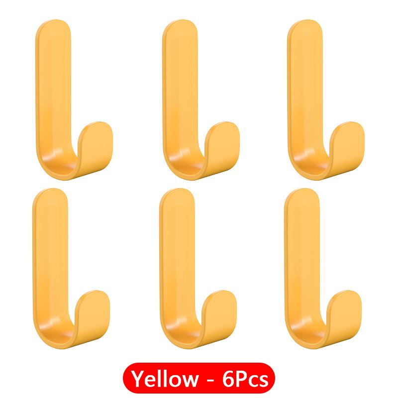 6 Pcs Powerful Sticky Hook Without Punching Hook Kitchen Bathroom Living Room Door Hook Bedroom Dormitory Colorful Sticky Hooks