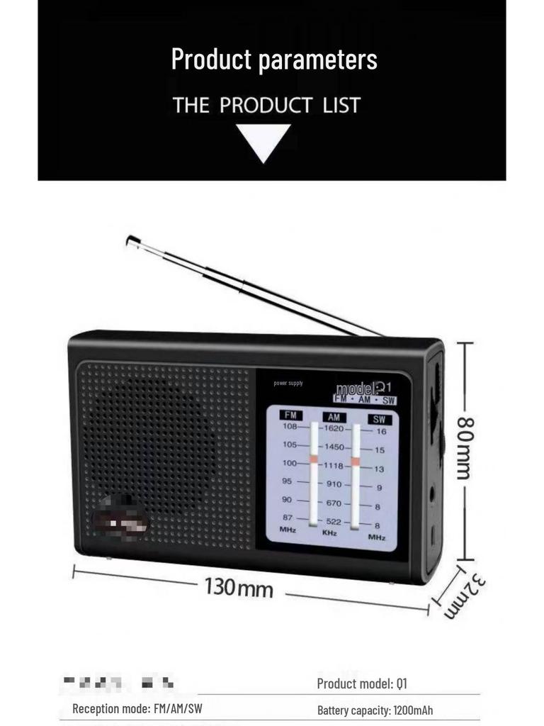 Wiederaufladbares Vollband-Monofon-FM-Radio mit Halbleitertechnologie