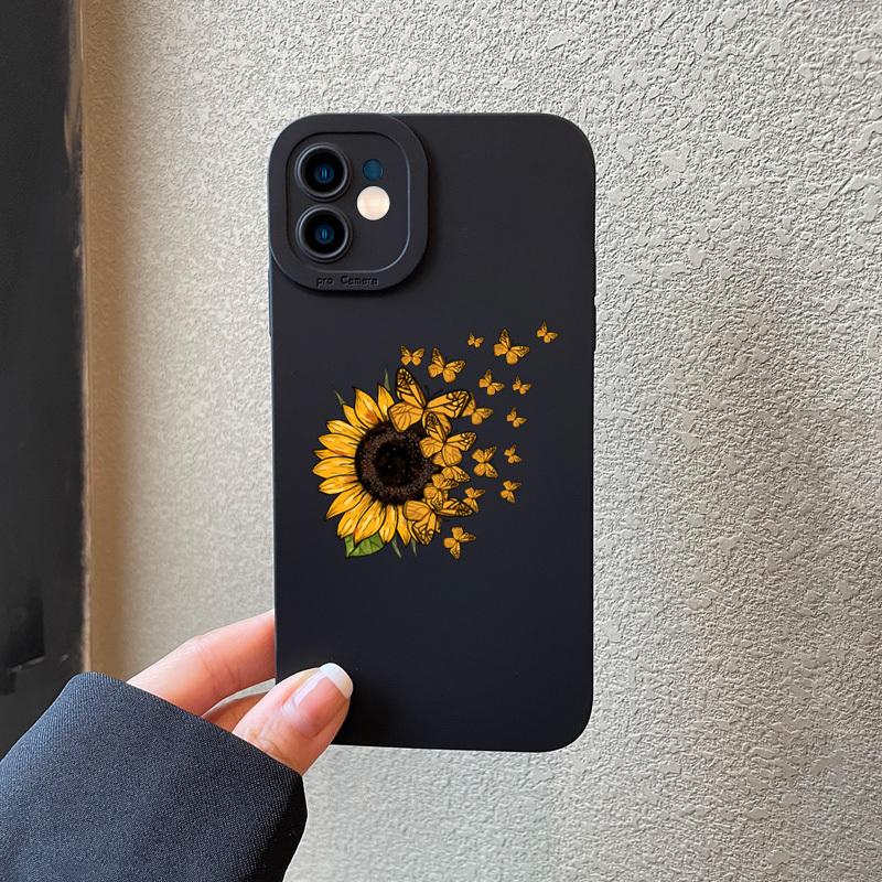 Healing Sunflower Art Print Unique Phone Case for iPhone 17 16 15 14 13 12 11 Series Pro Max Plus Double Layer Protection