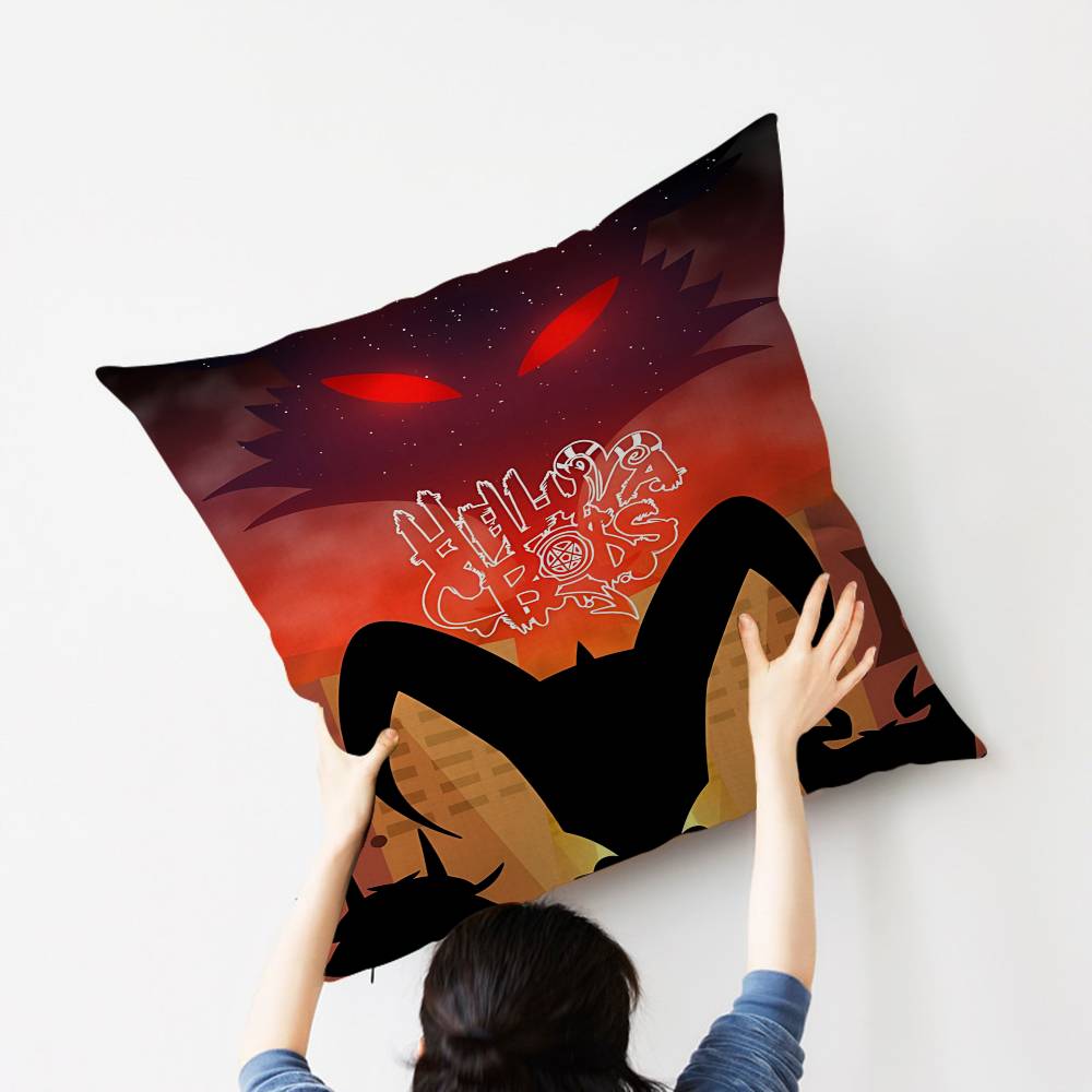 Capa de Almofada Cartoon H-Helluva Boss Personalizada Decoração Quarto Festa Infantil Fronha Presente Aniversário Crianças