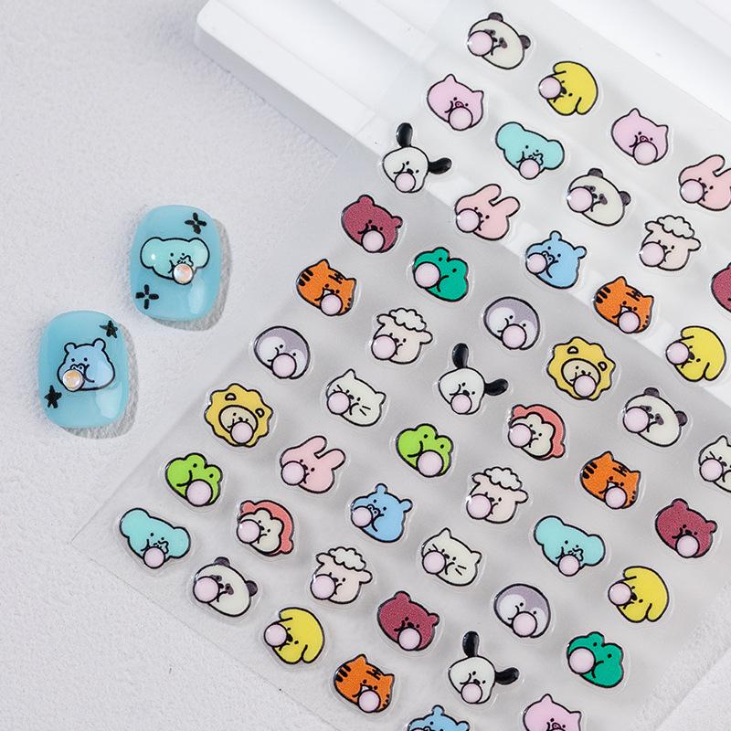 SKY Kids Animal Paradise Bubble Blowing Jelly Nail Art Stickers - DIY Fun Patterns Decoration