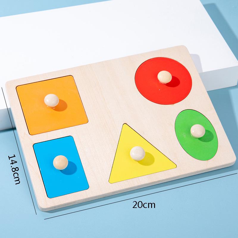 Toddler Montessori Wooden Geometric Shape Recognition Puzzle