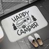 Tappetino per Porta Camper Retrò Happy Camper Tappeto Ingresso Antiscivolo Arancione Camper Vintage Tappeto Decorativo per Pavimento Tema Campeggio Divertente
