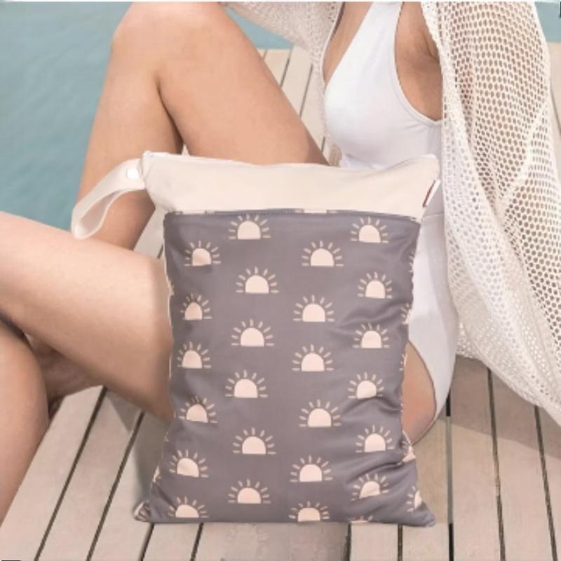 Laundry Storage Bag, With Zipper Pocket & Handles, Stylish Sunburst Design for Home,Pool, Gym,Beach Essentials, Modern Accessory