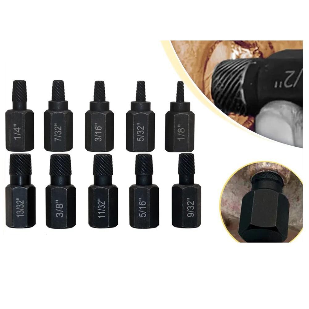 10pcs Professional Screw Extractor Kit with Alloy Steel Extractors and Easy Out Drill Bits for Damaged Screw Removal