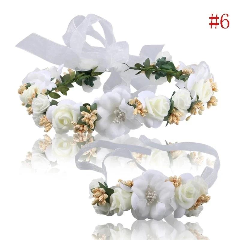Decoração de Festa de Casamento Decoração de Cabelo Guirlanda de Flores Boho Headband Festival Coroa Floral Casamento Madrinha Baile de Formatura Praia