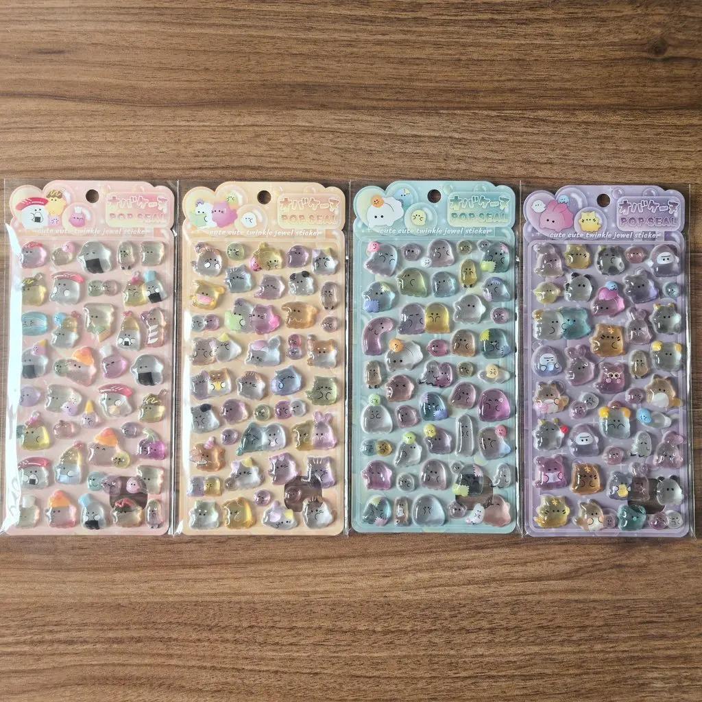 1ks-4ks Roztomilé Průhledné Pop Seal reliéfní křišťálové 3D samolepky - Rozkošná dekorace pro scrapbook, telefony a DIY řemesla Anime obchod