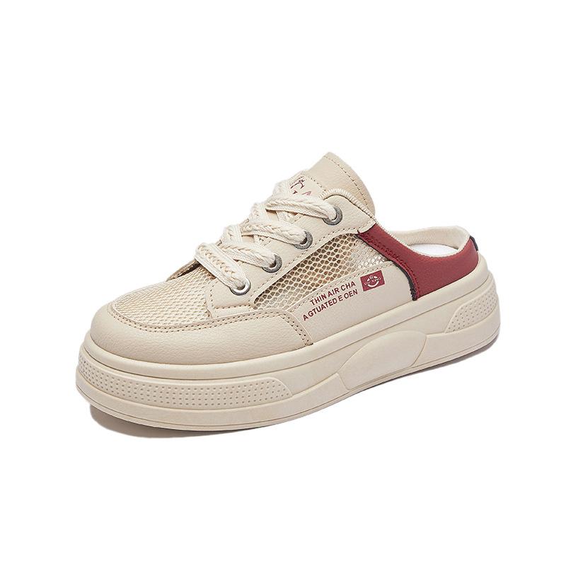 New Summer White Shoes for Female Students' Thick Sole Heightened Mesh Breathable Casual Shoes