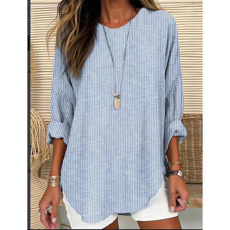 QICED Γυναικείες Μοντέρνες Casual Μπλούζες & Πουκάμισα με Μακριά Μανίκια και Στρογγυλή Λαιμόκοψη