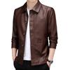 Men's Slim Fit Leather Jacket - New Korean Style, Trendy Parka with Casual Lapel for Middle-Aged Dads