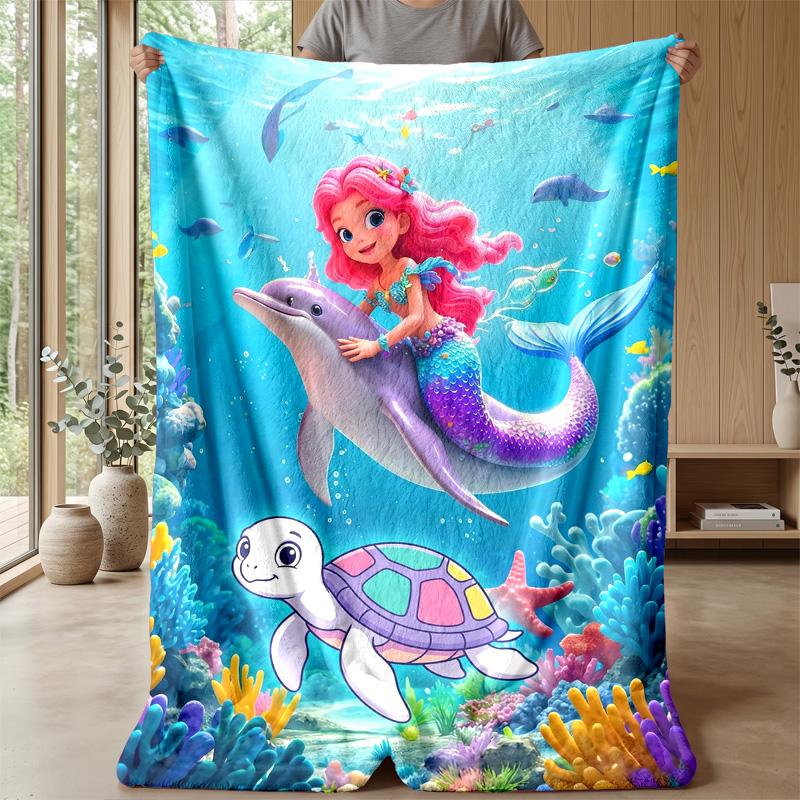 Magical Turtle Pond Theme Blanket Lightweight Warm Flannel Blanket Decorative Throw Blanket for Home Decoration