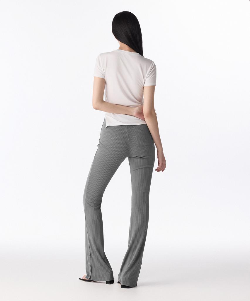 MUSINSA STANDARD WOMAN Women'S Vertical Texture Side Button Jersey Pants [Grey]