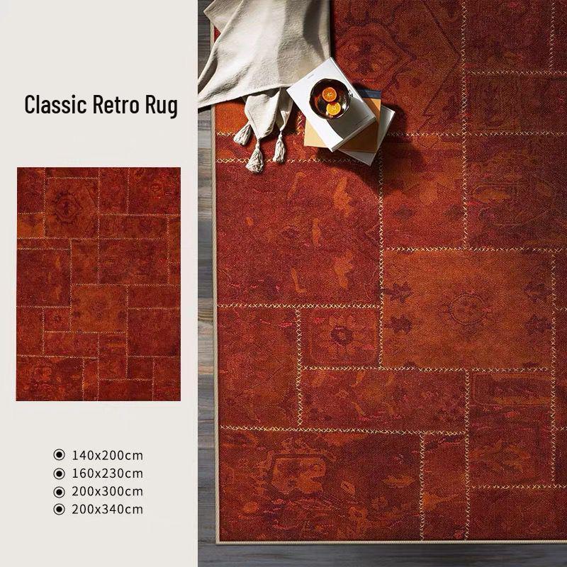 

Retro Vintage Style Living Room Rug - Loop Pile Floor Mat for Bedroom, Study, or Cloakroom 120*160cm [Full Particles]