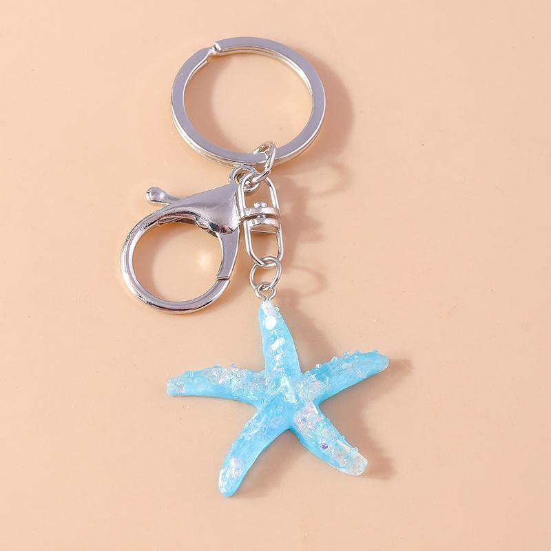 Cute Enamel Summer Beach Conch Shell Keychain Starfish Key Ring Pendant for Women Girls Handbag Decor DIY Handmade Jewelry Gift