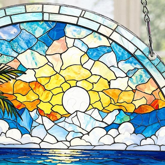 Acrylic Puzzle Suncatcher Decoration, Stained Glass Door Window Hanging Ornament, DIY Puzzle Crafts Pendant for Adults, Puzzle Enthusiasts