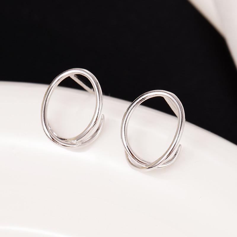 

Banyan Tree S925 Silver Minimalist Geometric Circle Earrings for Women - Niche All-Match New Fashion Jewelry S925 Silver белого золота