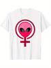Alien Printed Tshirt for Womens Short Sleeved Round Neck Casual Fashion Versatile Womens Tshirt Suitable for All Seasons