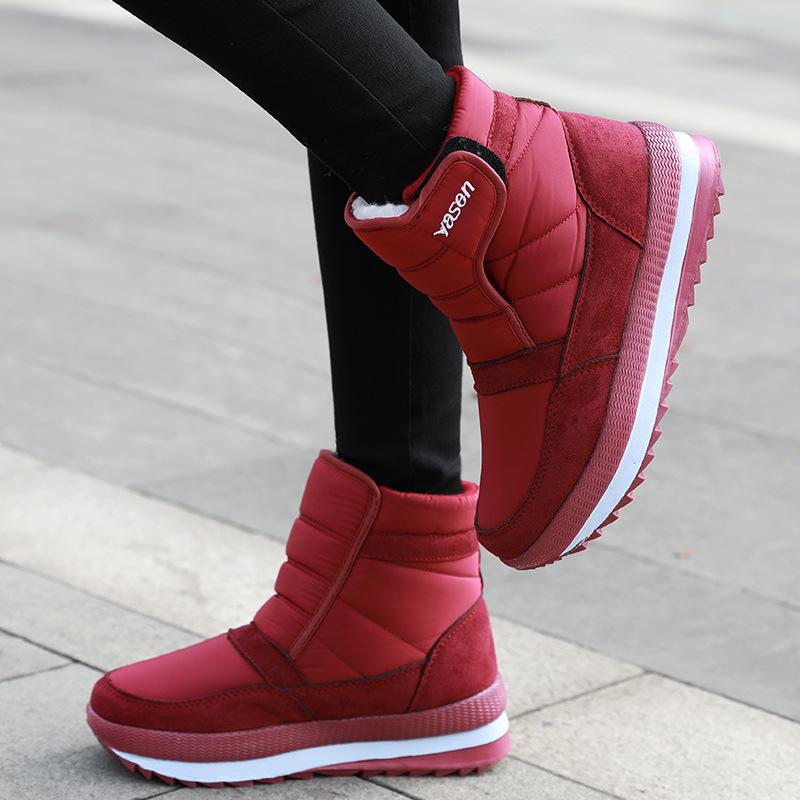 Outdoor Winter Snow Boots for Women, Thick and Warm Cotton Shoes, Anti Slip and Waterproof Midsole Boots