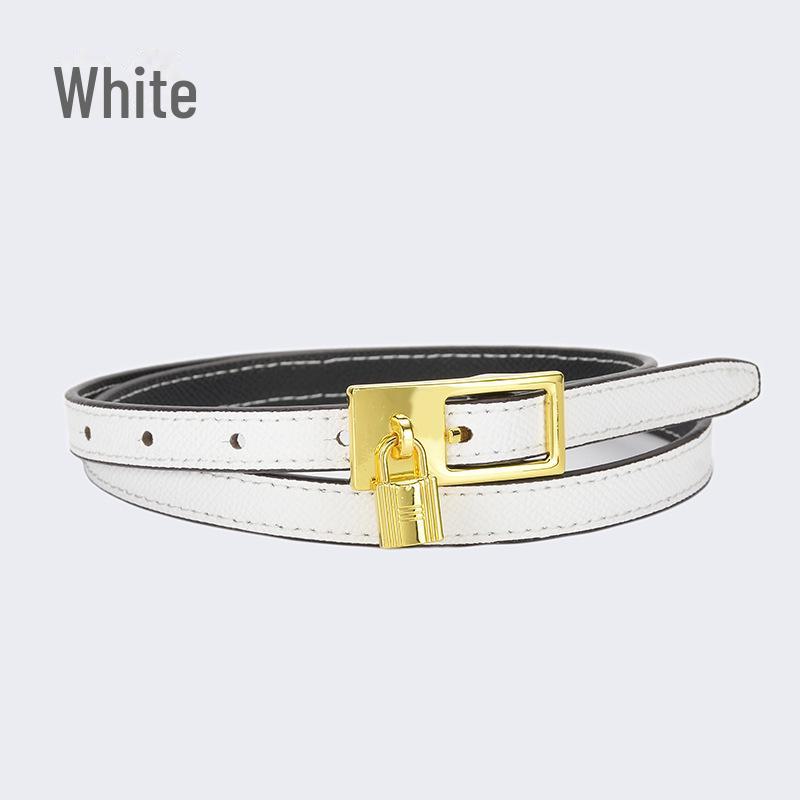 Women's Fashion Leather Belt with Lock Pin Buckle and Adjustable Pockets - Slim All-Match Design