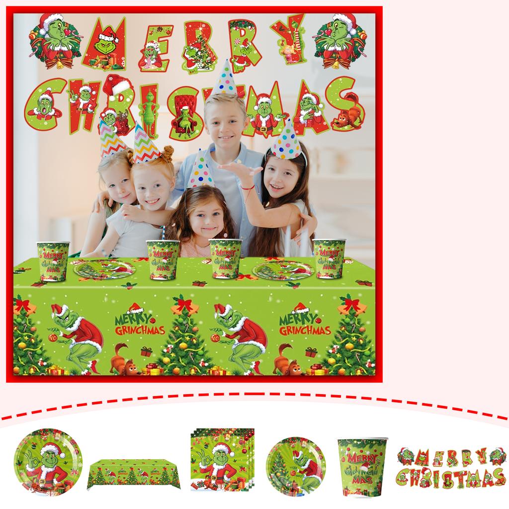 Party Paper Plate Christmas Party Decoration Set Paper Cup Tissue Birthday Christmas Party Supplies