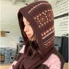 Fair Isle Style Jacquard Balaclava Hat Scarf Cap Winter Cap Cute Ear Protection Hat  Streetwear