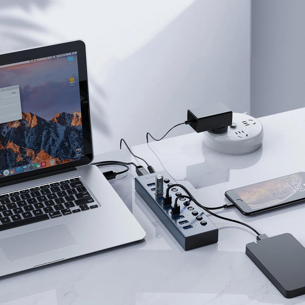 Hub Orico Bt2U3-16Ab 16X Usb-A 3.0 Z Włącznikami - Szary