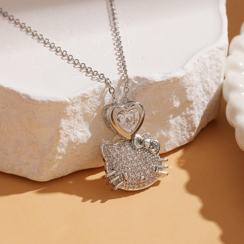 Women's Silver Titanium Steel Necklace with Micro-Inlaid Zircon - Elegant, Durable Clavicle Chain Jewelry