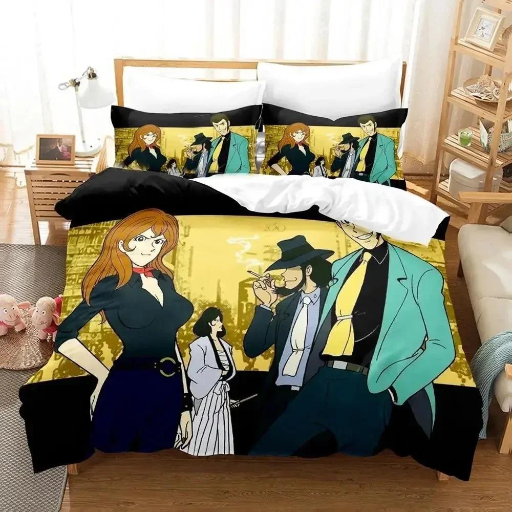 Anime Lupin Third Mine Fujiko Bedding Set Boys Girls Twin Queen Size Duvet Cover Pillowcase Bed Kids Adult Home Textileextile