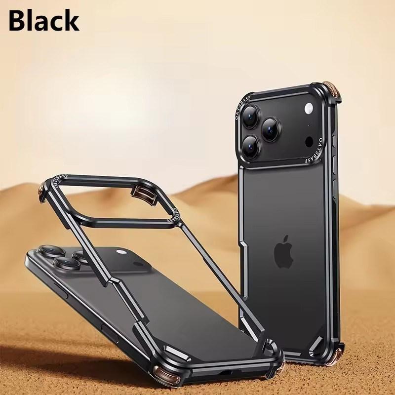 Metal Frameless Phone Case for iPhone 17Air 17 16 15 Pro Max 17Pro 16Pro 15Pro Ultra-thin Magsafe Phone Case Air Cushion Shockproof