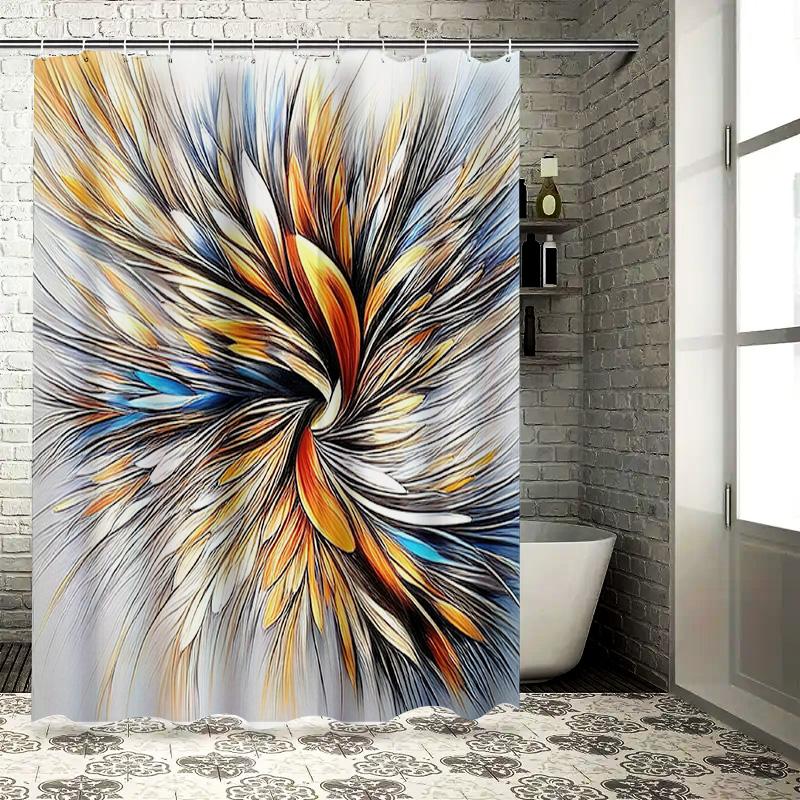 

Blue Wavy Shower Curtain Waterproof Bathroom Decor Print Home Supplies For Kids Bathrooms W60H190(CM)-1 Pcs