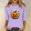 Women's Fashion Casual Three-quarter Sleeve Halloween Printed Round Neck Top
