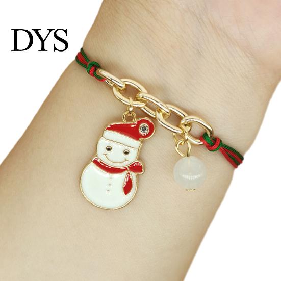Christmas Party Favors Bracelets, Red Green String Bracelet, Adjustable Charm Bracelet Holiday Bracelets with Glow in The Dark Bead for Women