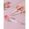 Pink Strawberry Ceramic Spoon Long-Handled Soup Spoon Houseware Spoon Dessert Spoon Set,Kitchen