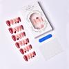 30 Pieces of Almond Three-dimensional Wearable Nail Painted Blush Bow French Dot Diamond Pearl Manicure