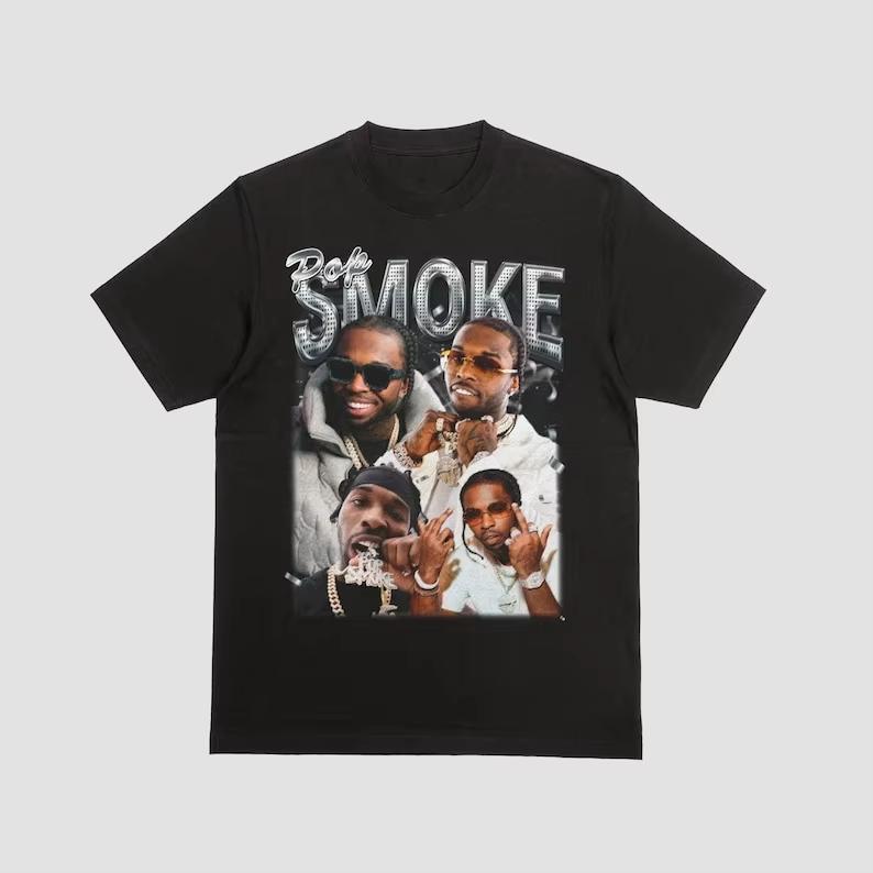 

2026 Pop Smoke T Unisex Tee Gift for Him Her 90s Hip Hop Urban T Retro Rapper Vintage Style Tshirt M