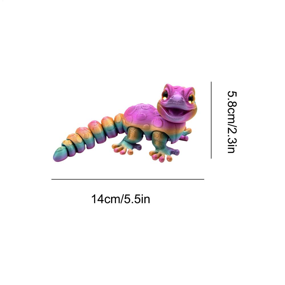 3D Printed Gecko Figurine 3D Printed Lizard Reptile Fidget Toy Reptile Statue Figures Fidget Toys for Kids Boys Girls Bedroom розовый