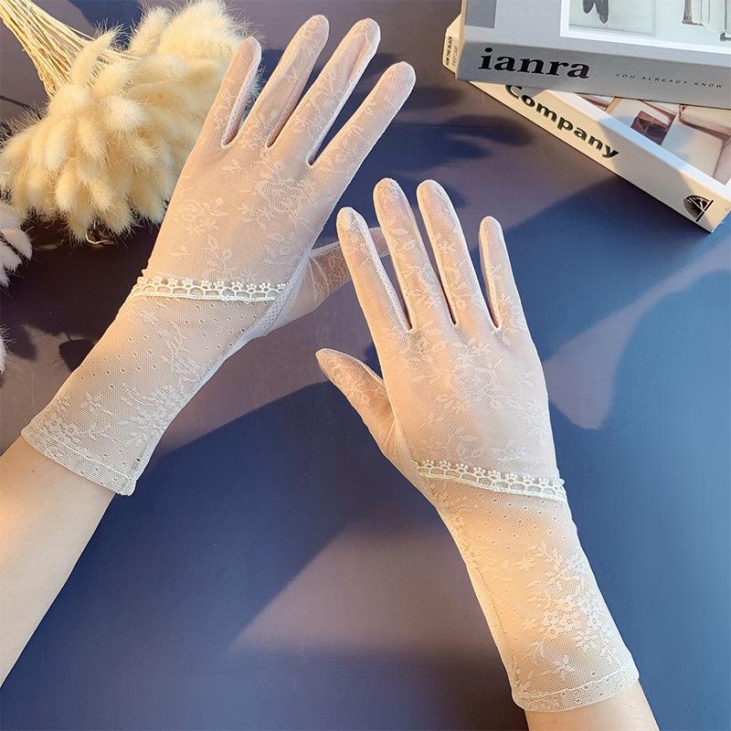 Sunscreen Lace Gloves Spring Bow Touch Screen Gloves Women Driving Breathable Outdoor Sunshade Cycling Summer Gloves