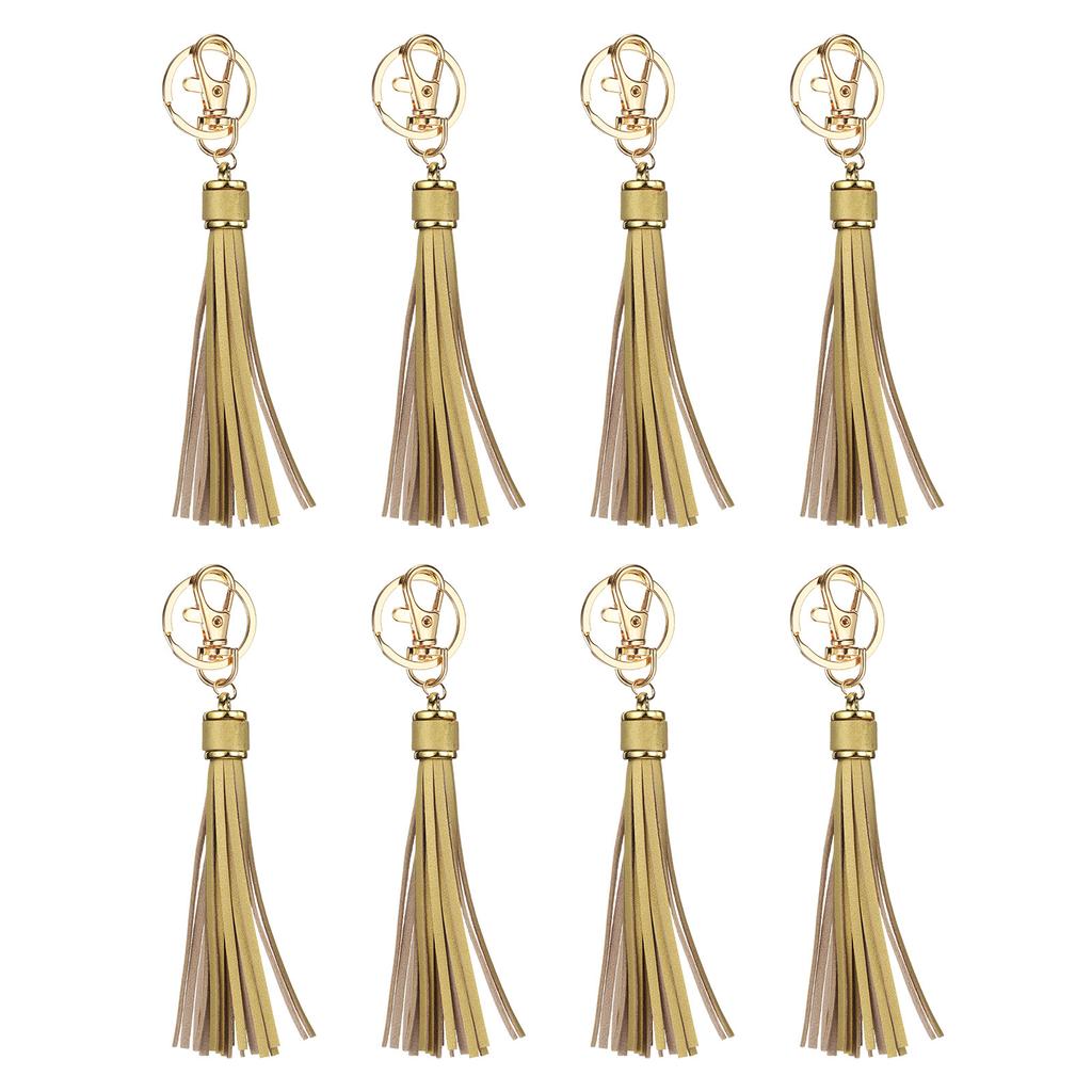 8pcs PU Leather Tassels PU Tassels with Key Rings Tassel Curtain Bag Tassel for Jewelry Making Phone Straps Handbag DIY Crafts