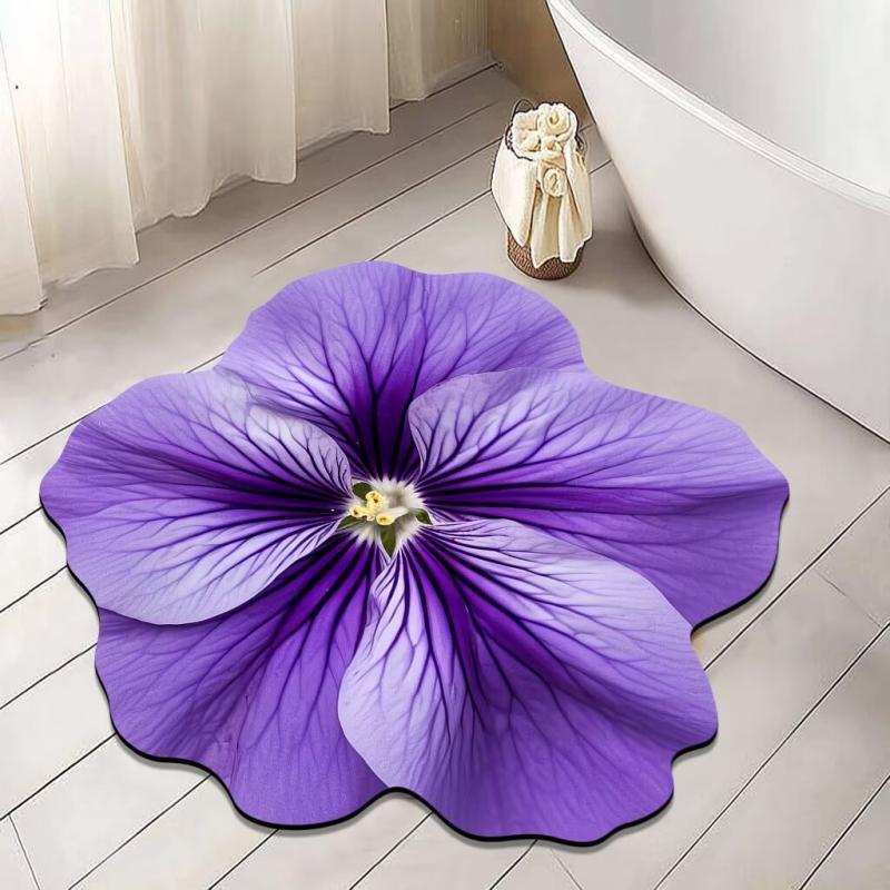 3D Floral Floor Mats Bathroom Non Slip Floor Mats Living Room and Bedroom Dirt Resistant Carpets