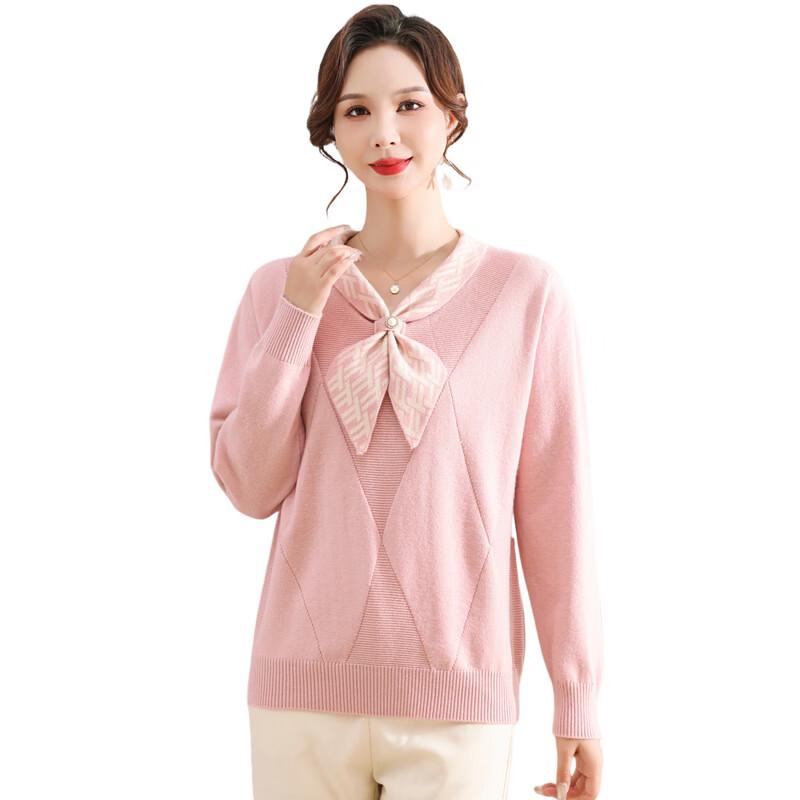 Hengyuanxiang Women's Elegant Long-Sleeve V-Neck Knit Pullover