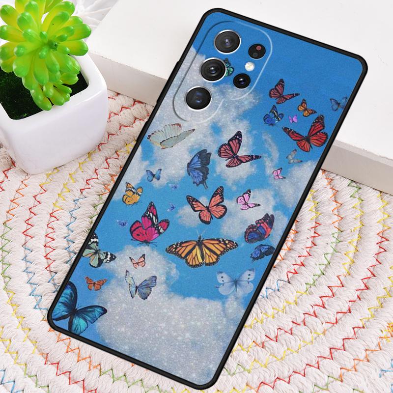 Cute Aesthetic Butterfly Soft Phone Case for Samsung Galaxy Note 10 Pro S26 Ultra S23 S24 FE S25 S21 S22 PLUS Shockproof Cove