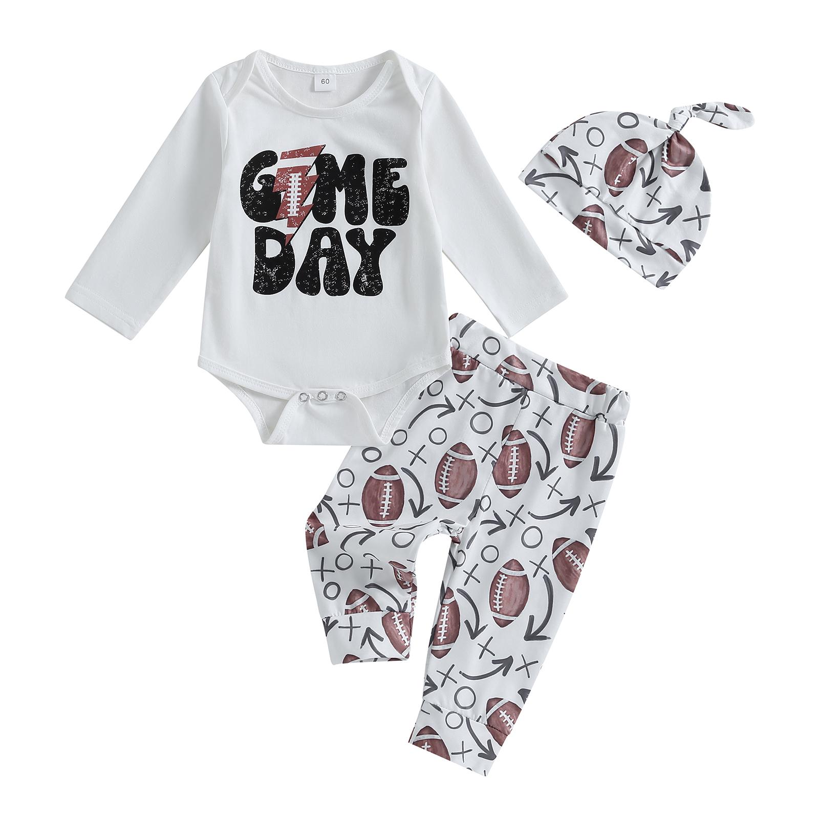 

Одежда для футбольного сезона для новорожденных мальчиков, боди с буквенным принтом 3 мес, 6 мес, 12 мес, футбольные штаны со шляпой, одежда для дома