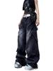 Women's Plus Size American Streetwear Multi-Pocket Wide Leg Cargo Jeans
