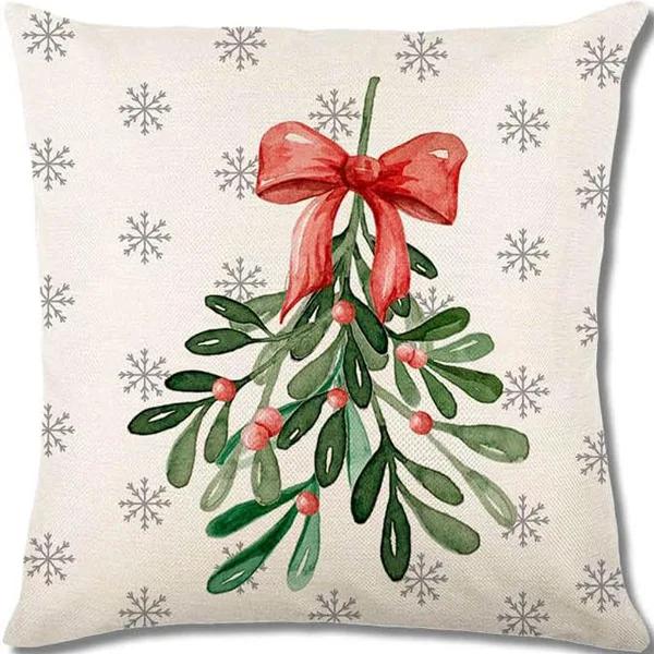 Home Decor Christmas Snowflakes & Trees Fa La La Pillows Pattern Cushion Cover Suitable For Sofa Bedroom Car Pillow Cover
